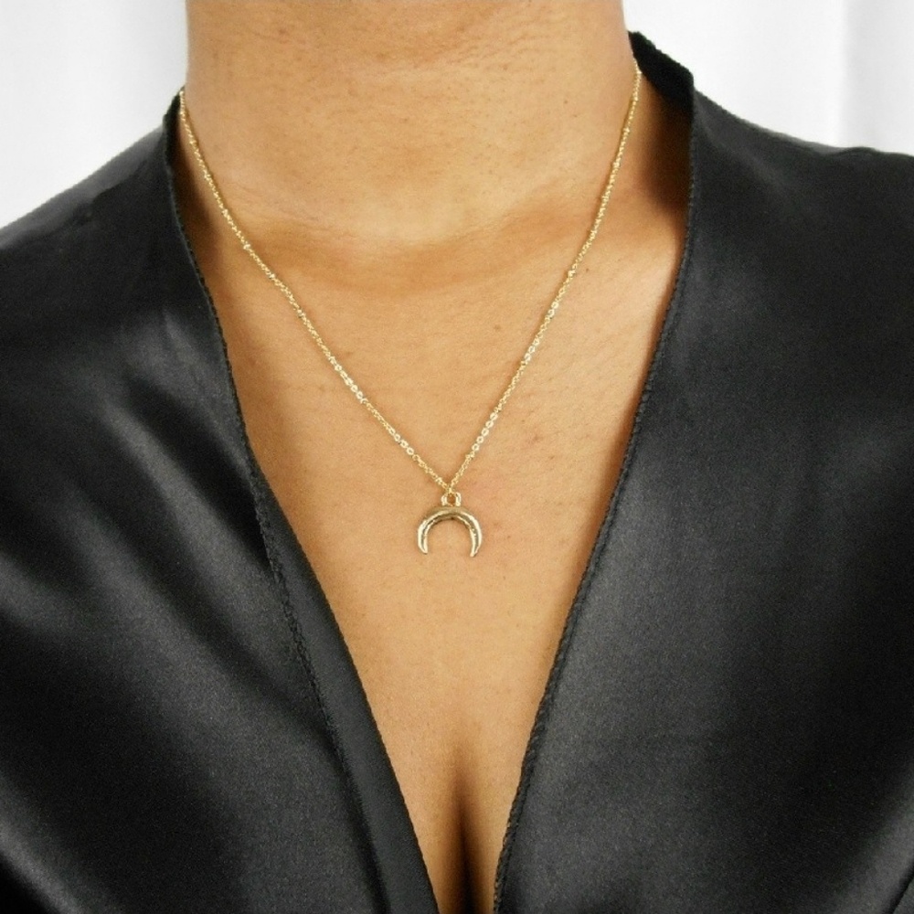 New Gold Satellite Horn Necklace - Picture 3 of 7